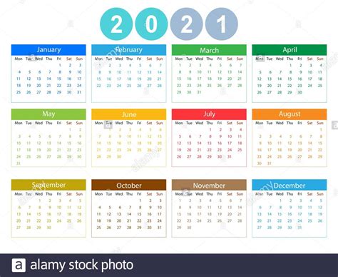 Desde esta página puede descargar calendarios gratuitos para 2021 en los siguientes formatos: Calendario 2021, la semana comienza el lunes. Ilustración ...