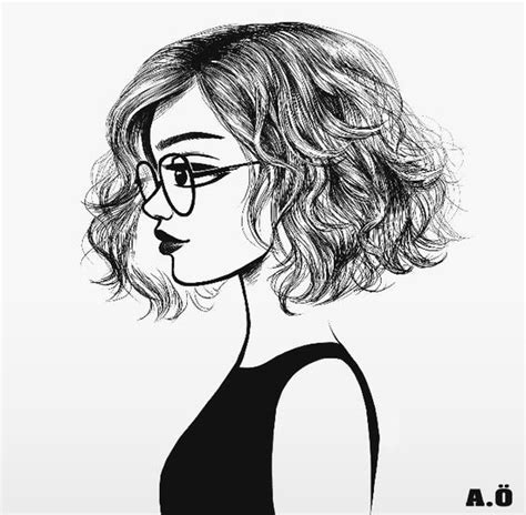 Girl With A Wavy Bob And Glasses Dibujos Tumbrl Pintura Y Dibujo