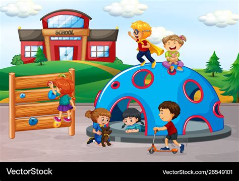 Kids In Playground Scene Royalty Free Vector Image