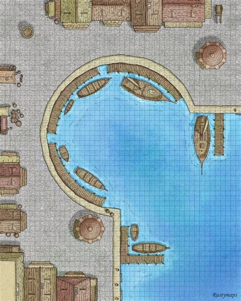 Vikings Docks By Rustymaps Battlemap 48x60 Battlemaps