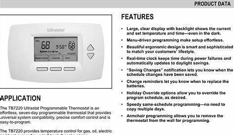 Honeywell Thermostat Tb7220 Users Manual 63 2636—03 Ultrastat Programmable