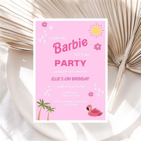Doll Birthday Party Invitation Doll Birthday Evite Hot Pink Doll Invitation Instant Download