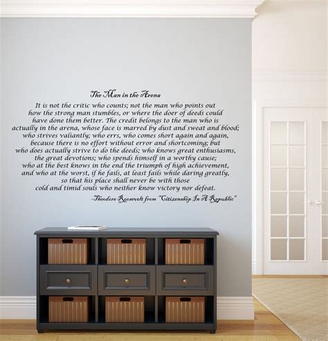 Man In The Arena Large Wall Decal Theodore Roosevelt Quote Etsy