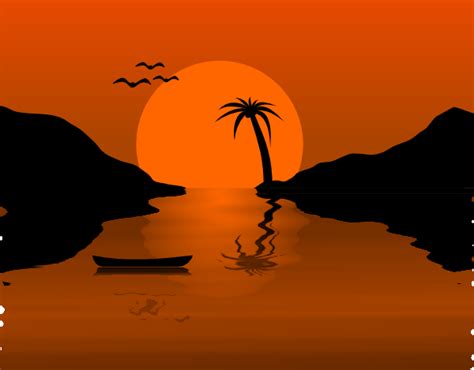 Sunset Water Scene Clip Art 105793 Free Svg Download 4 Vector