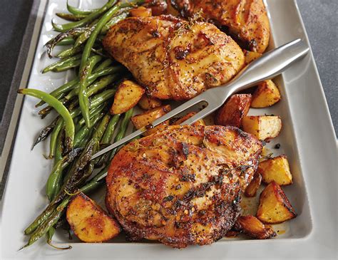 Honey And Garlic Glazed Chicken With Roasted Red Potatoes And Char Steamed Green Beans Market