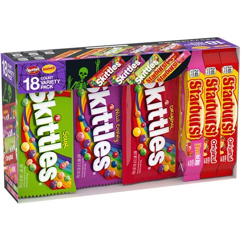 Skittles And Starburst Chewy Variety Pack Halloween Candy 18 Count Box