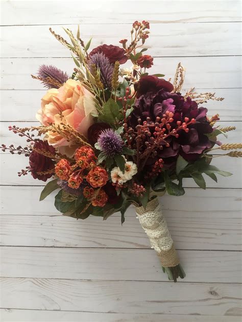 Fall Wedding Bouquet Silk Wedding Bouquet Rustic Bridal Etsy Rustic