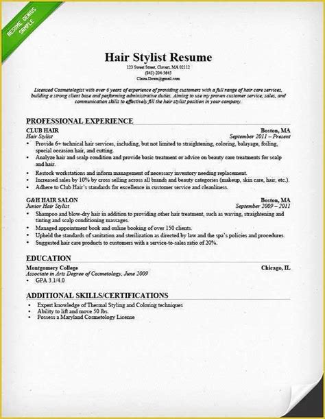 hair stylist resume template word
