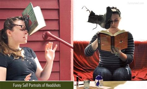 Funny Self Portraits Of Stuff Being Thrown At Head By Photographer