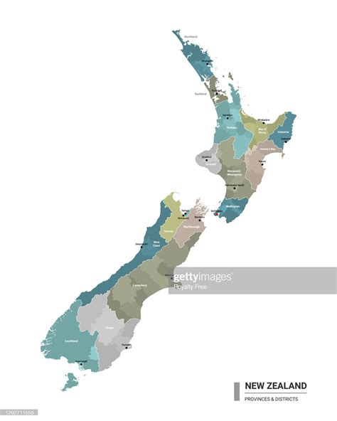 New Zealand Higt Detailed Map With Subdivisions Administrative Map Of