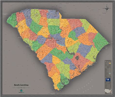 South Carolina Contemporary Wall Map By Outlook Maps Mapsales