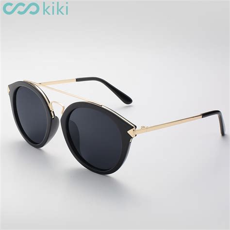 Kiki Women Polarized Sunglasses Retro Round Copper Frame Brand Design Black Sun Glasses Luxury