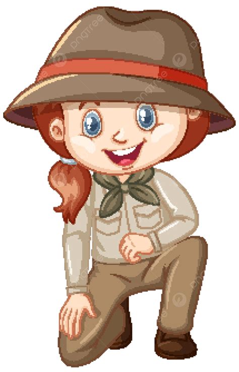 Girl In Safari Outfit On White Background People Clip Art Youth Vector