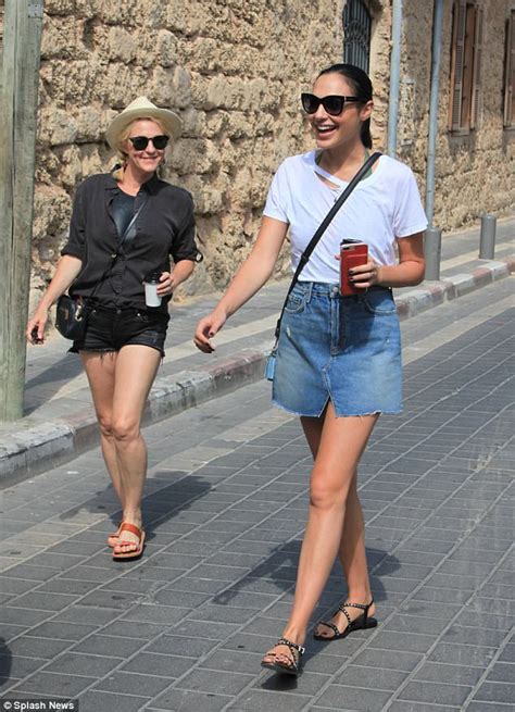 gal gadot stuns in denim skirt in her native israel daily mail online