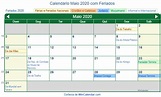 Calendário de Maio de 2020 para impressão - Brasil