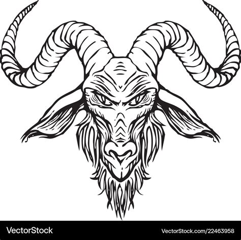 Contour Drawing Horned Goat Head Royalty Free Vector Image