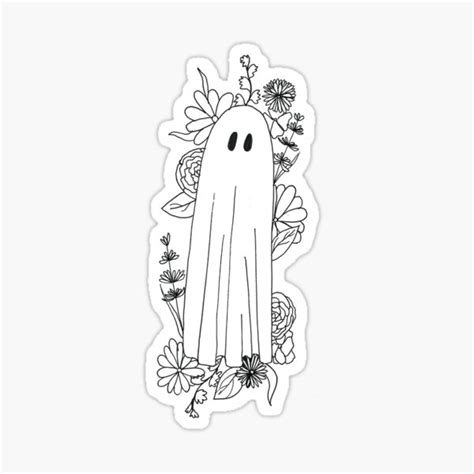 Ghost In Flowers Sticker For Sale By Meg Palmer Redbubble