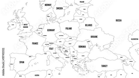 Outline Map Of Europe With Caucasian Region Simplified Wireframe Map