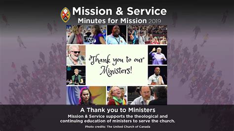 Minute For Mission A Thank You To Ministers Ucc Mission And Service