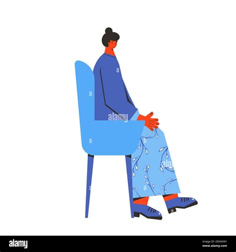 Young Woman Sitting In The Comfy Chair And Waving Her Hands Vector