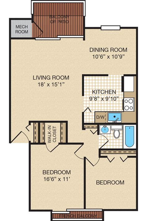 2 bedroom 14x40 floor plans. Two-Bedroom Apartment Floor Plans | Portabello Apartments ...