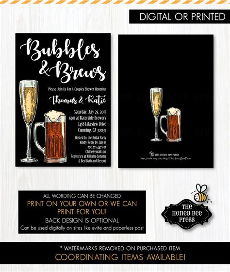 Bubbles And Brews Couples Shower Invitation Beer And Bubbly Etsy