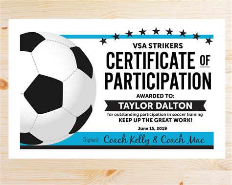 Soccer Award Certificate Template