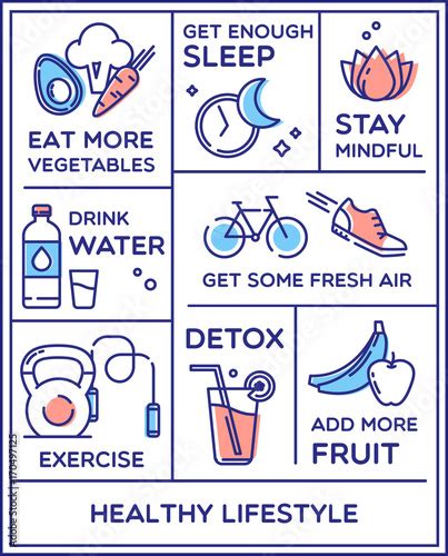 Healthy Lifestyle Poster Dieting Fitness And Nutrition Stock Vector