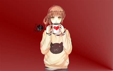 Anime Girl Coffee Wallpapers Wallpaper Cave