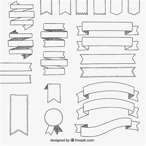 Hand Drawn Ribbons Collection Vector Free Download