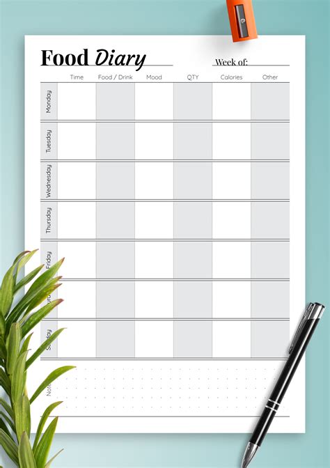 Free Printable Daily Food Journal Template