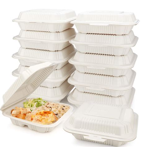 Buy Eco Friendly 3 Compartment 100 Count 8x8 To Go Food Containers