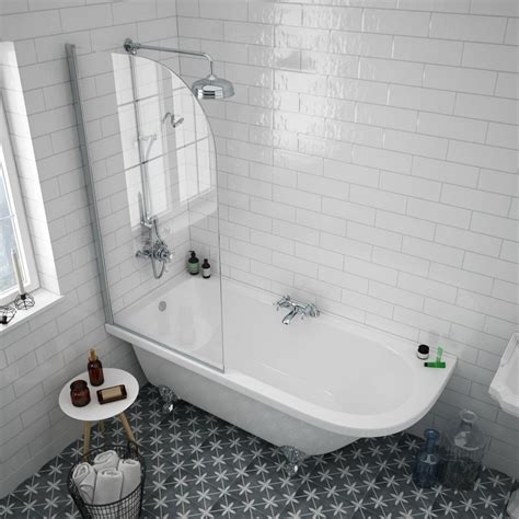 Appleby 1700 Roll Top Shower Bath With Screen Chrome Leg Set