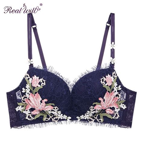 realwill embroidery bra bras for women comfortable wireless breathable lingerie lace push up abc