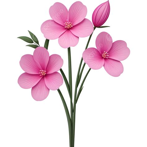 Beautiful Pink Flower With Branches Illustration Element Flowers Png