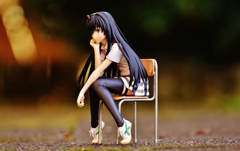 Anime Girl Sitting Side View