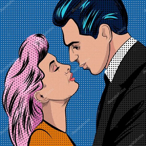 Pop Art Style Illustration Kissing Couple Stock Vector Image By ©vkatrevich 115009556