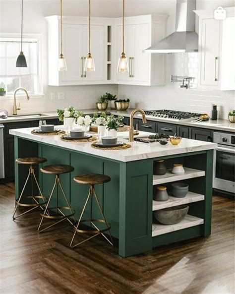 Pin By Megan Girndt On Kitchen Remodel Green Kitchen Island New