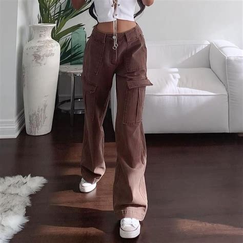 Vintage Cargo Baggy Brown Jeans The Girlfriend Company Baggy Trousers