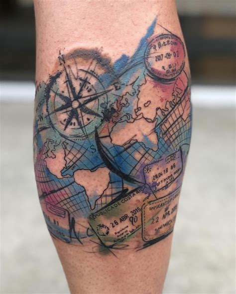 Travel Themed Tattoo By Mike Schultz Ink Therapy Plainfield Indiana