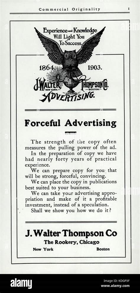 J Walter Thompson Advertisement 1903 Stock Photo Alamy