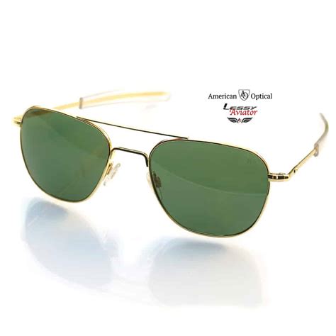 ao american optical original pilot sunglasses gold green