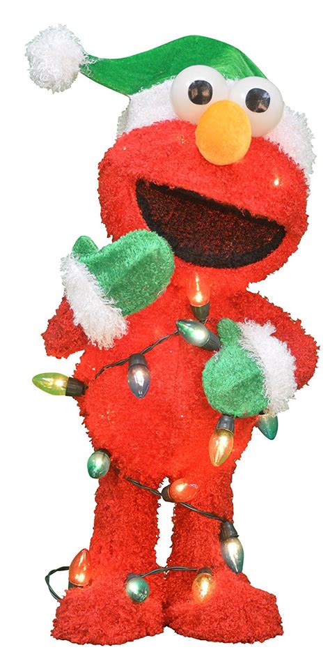 Tis Your Season 24 Inch Pre Lit 3d Sesame Street Elmo With String Of