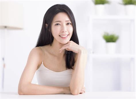 Beautiful Young Asian Woman Face With Clean Fresh Skin Stock Image