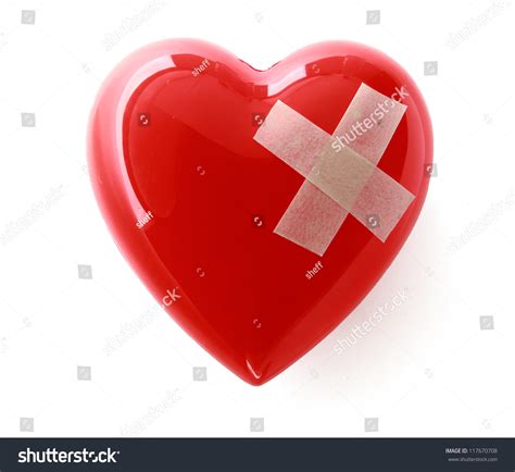 Heart With Plaster Isolated On White Background Stock Photo 117670708