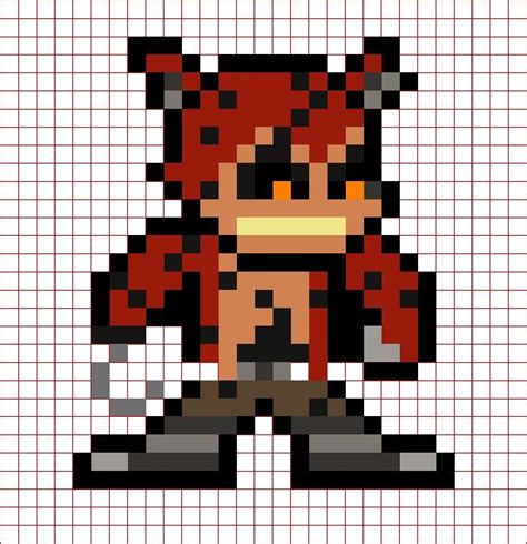 Nightmare Foxy Fnaf Pixel Art Grid Five Night