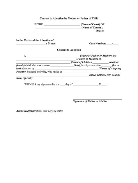 Adoption Consent Form Fill Online Printable Fillable Blank Pdffiller