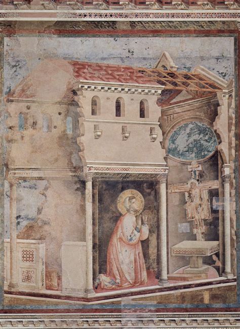 Giotto Di Bondone De H Franciscus In Tweespraak Met Het Kruis Fresco Omstreeks 1295 Assisi San