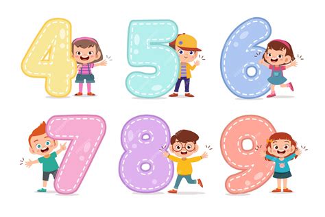 Premium Vector Cartoon Kids With 123 Numbers