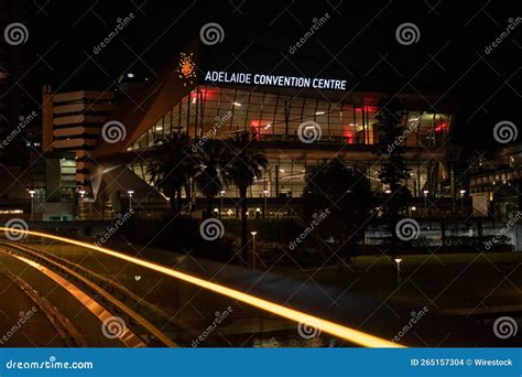 Beautiful View Of The Illuminated Adelaide Convention Centre At Night